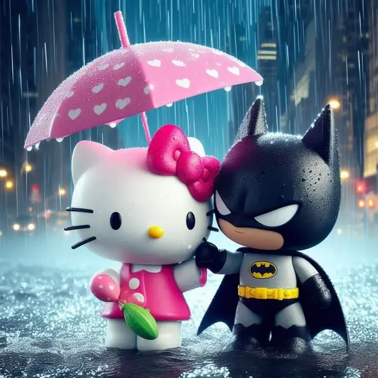 Avatar Kitty đáng yêu sánh vai cùng Batman hạnh phúc.