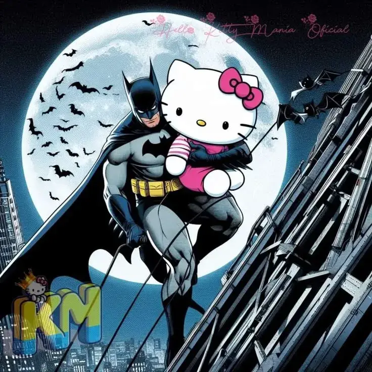 Hình avatar đôi Kitty và Batman hạnh phúc rạng rỡ.