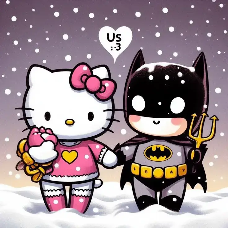 Avatar chibi Kitty ngọt ngào bên Batman cực cute.