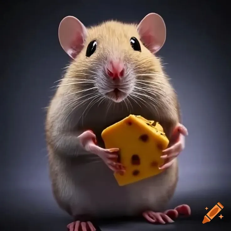 Meme vui nhộn chú chuột đang ăn phô mai