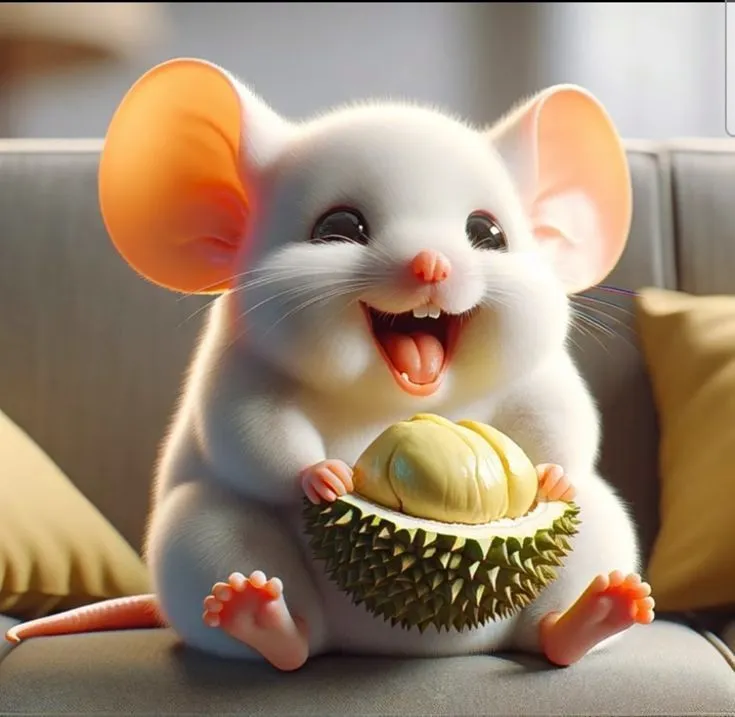 Hình ảnh chú chuột đang ăn sầu riêng
