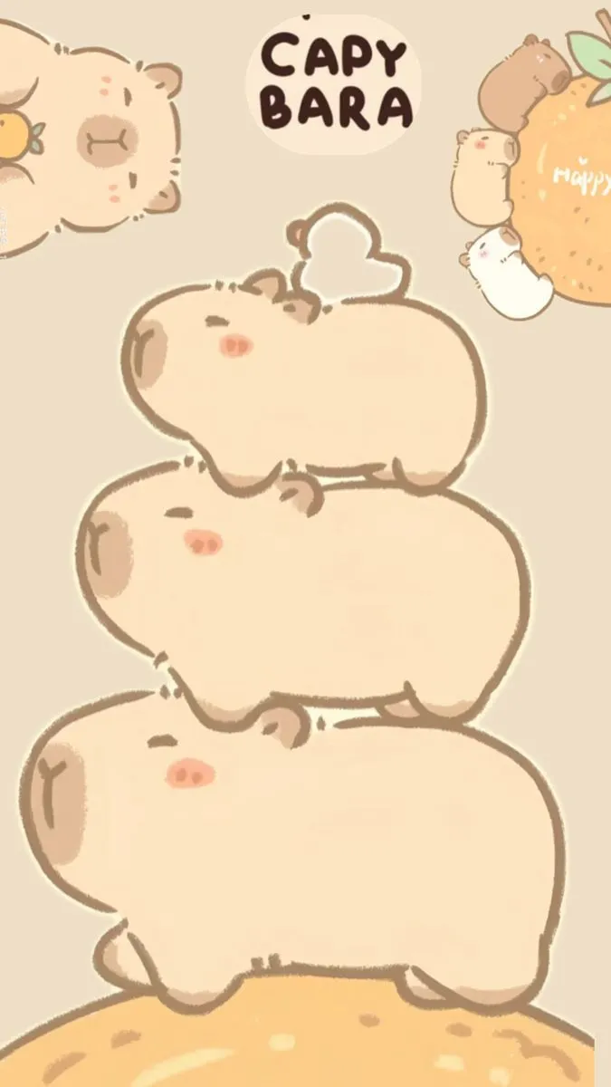 Hình nền capybara chibi cực cute dễ mến.