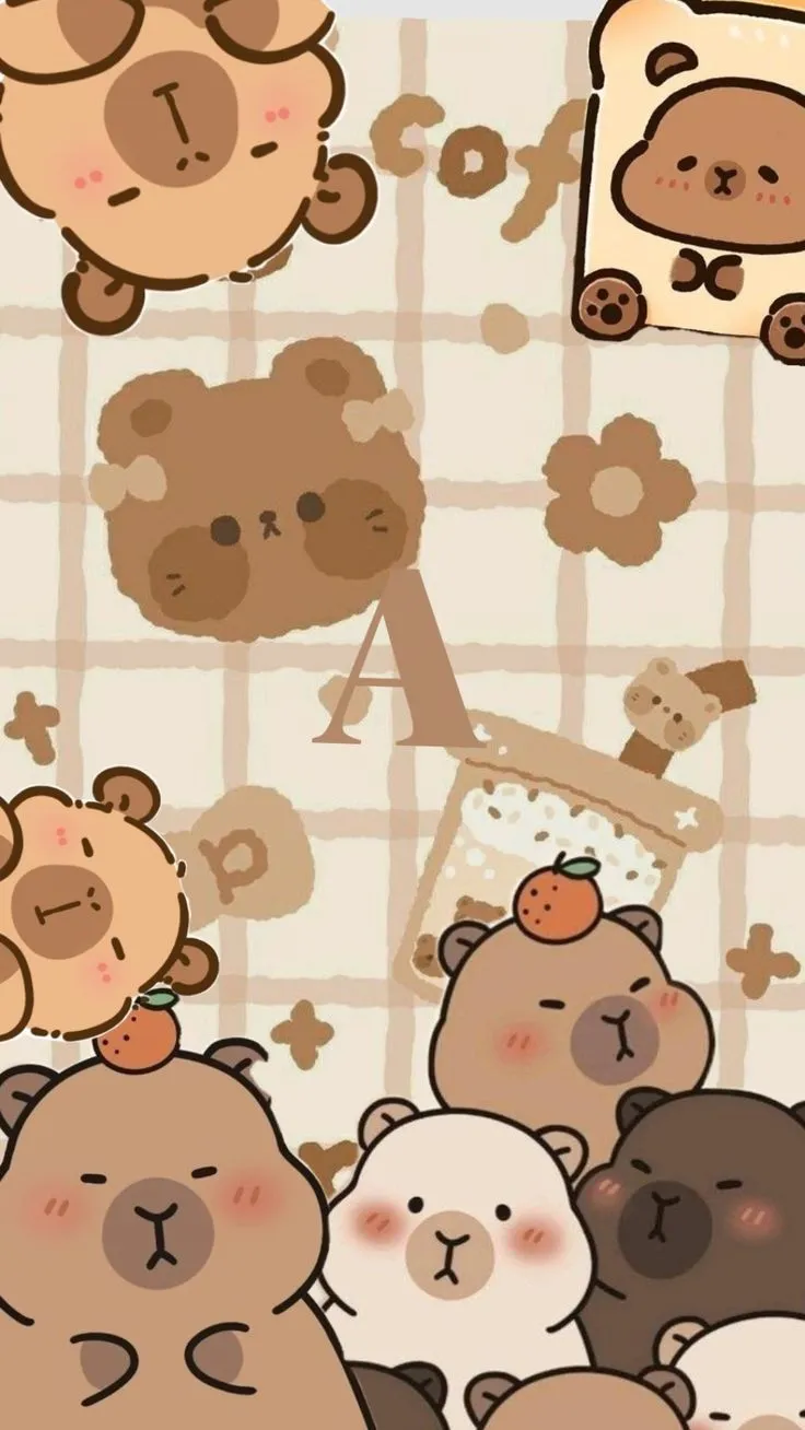 Hình nền capybara chibi siêu đáng yêu.