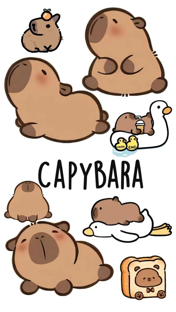 Hình nền capybara màu hồng đáng yêu.