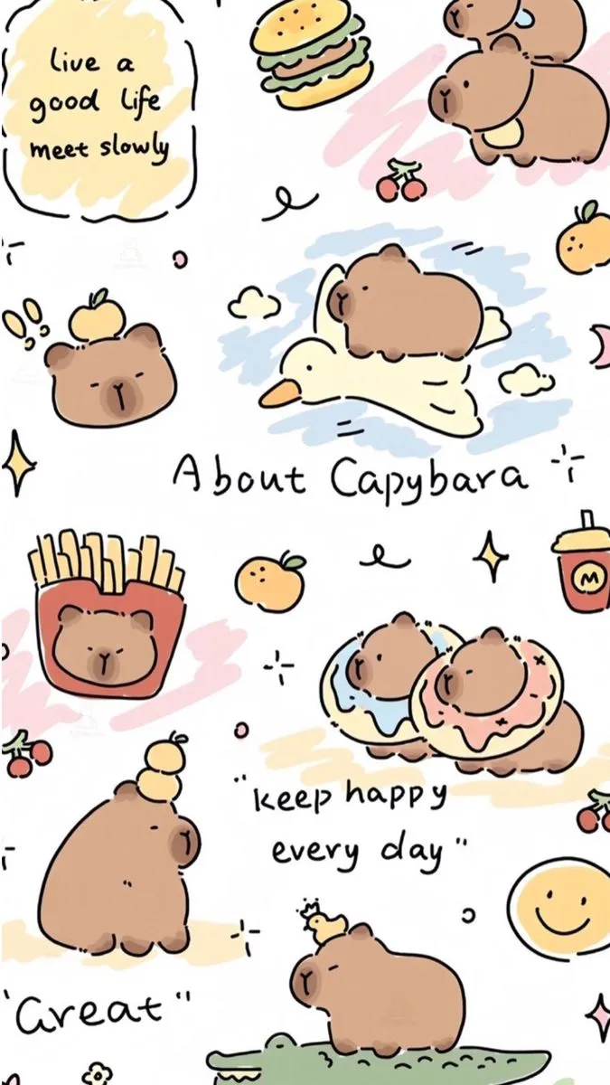 Hình nền điện thoại capybara dễ thương cute.