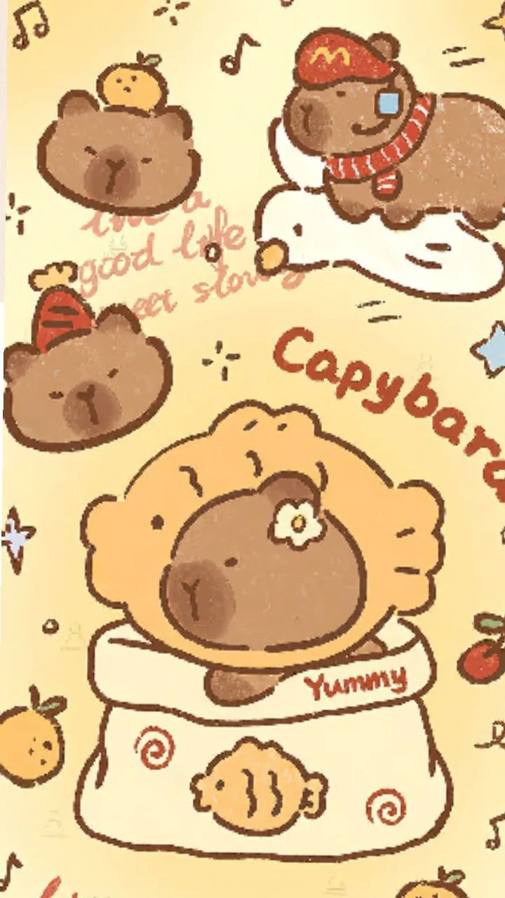 Hình nền điện thoại capybara cute ngộ nghĩnh.