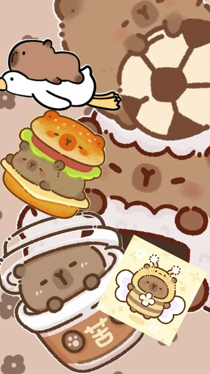 Hình nền capybara chibi kawaii dễ thương.