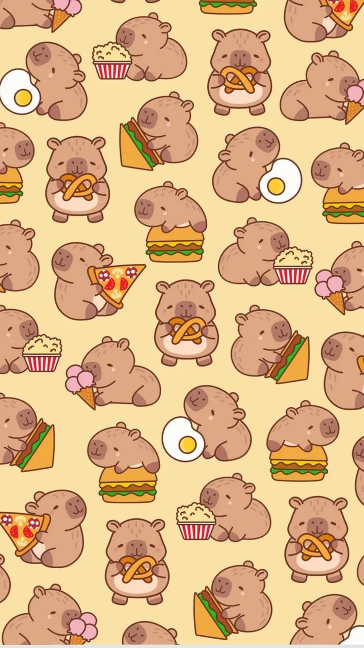 Ảnh hình nền capybara chibi đáng yêu.