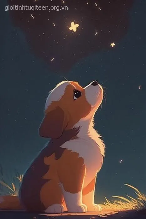 Hình nền điện thoại chó anime cool ngầu với ánh mắt sắc lạnh.