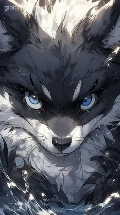 Hình nền chó anime ngầu chất bước đi trong ánh lửa.