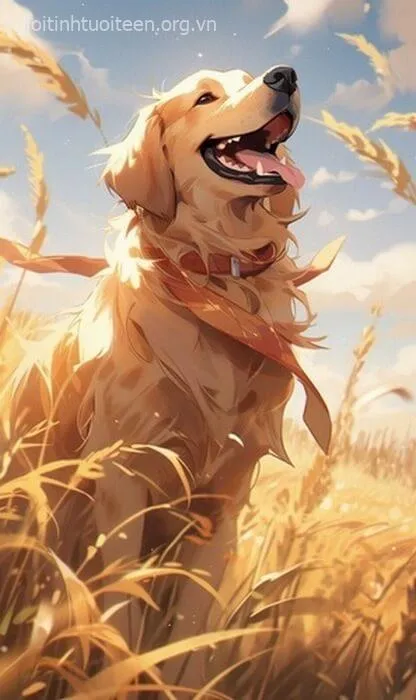 Hình nền điện thoại chó anime phong trần ngồi giữa sa mạc.