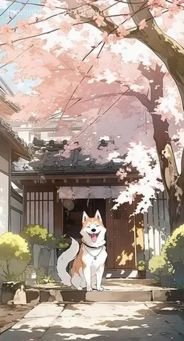 Hình nền điện thoại chó anime ngầu ngồi trên đỉnh núi.