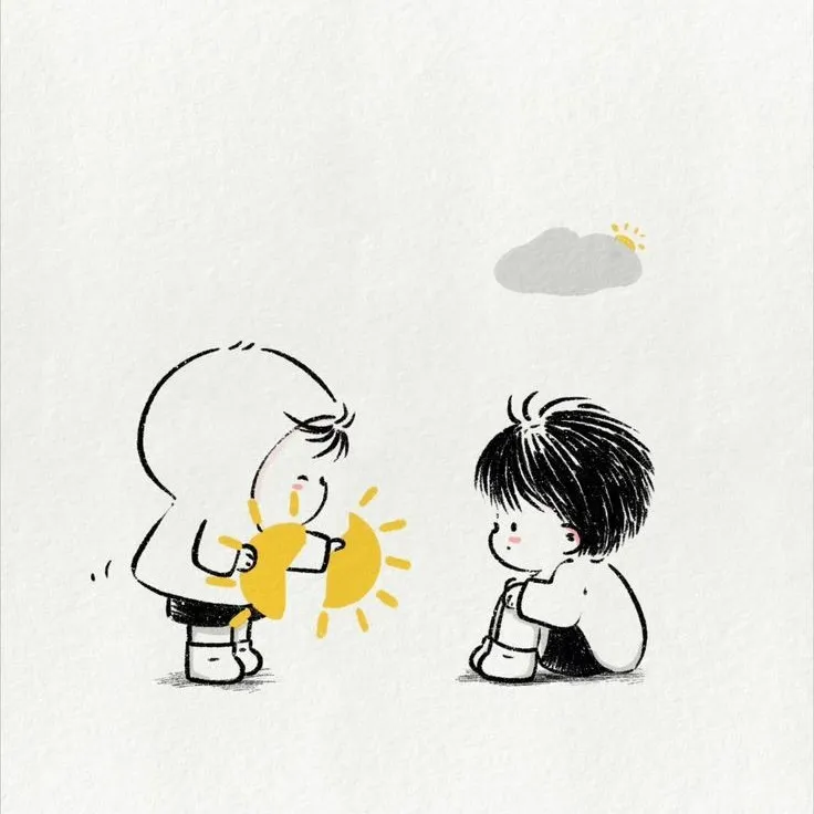 Meme an ủi dùng lời nhắn nhỏ “thôi, đừng khóc nữa” đầy ấm áp.