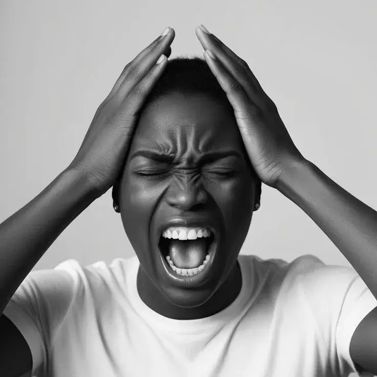 Hình chế người da đen ôm đầu thẫn thờ lầy lội