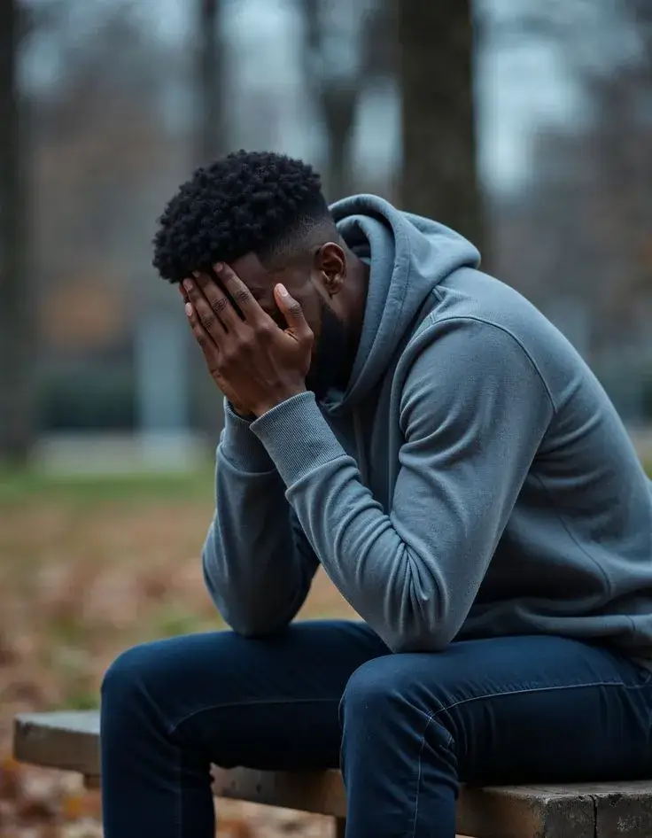 Hình troll người da màu ôm đầu thất thần ngạc nhiên