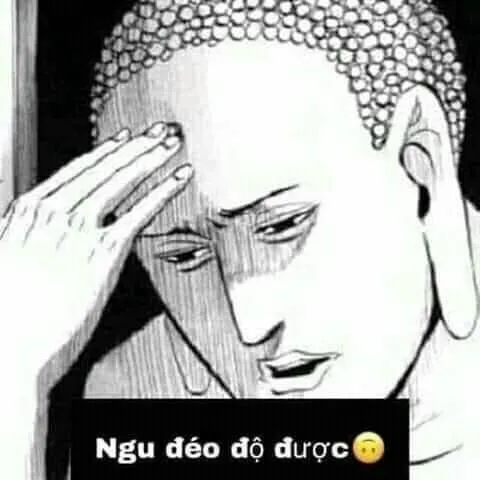 Meme bất lực, gương mặt cúi gằm đầy chán nản.