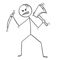 Người que vừa cầm dao vừa cầm rìu