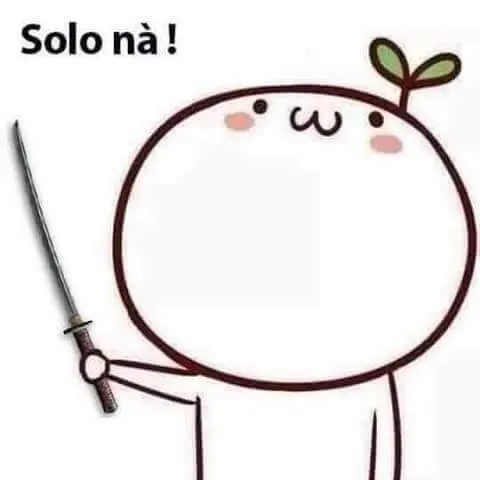 Meme người que cầm kiếm với biểu cảm hài hước nhí.