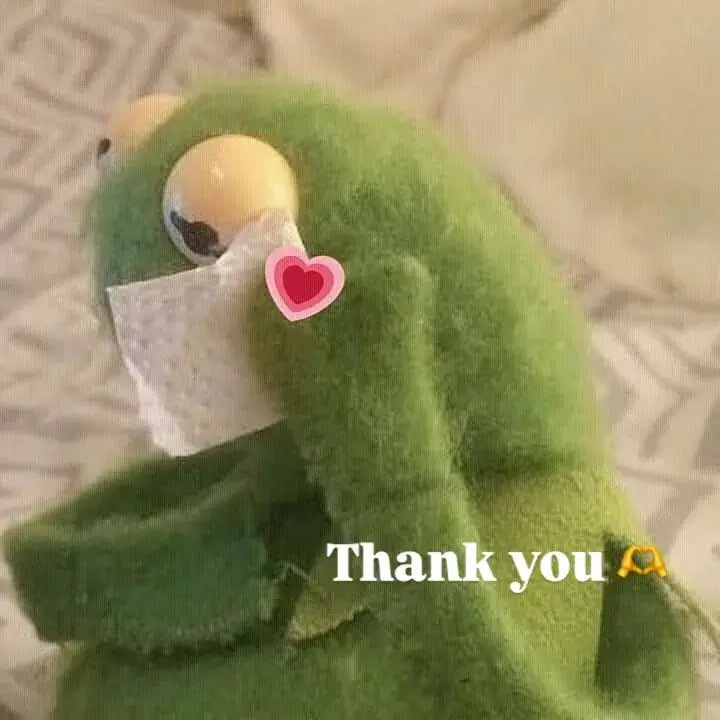 Meme ếch xanh cảm tạ, ánh mắt dịu dàng.