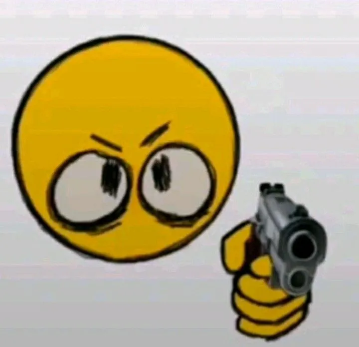 Hình ảnh Emoji chỉa súng mang biểu cảm buồn bã giả.