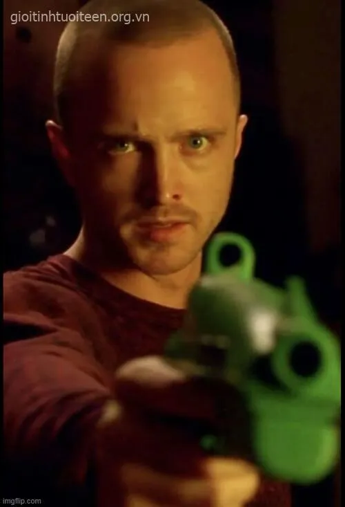 Ảnh chế chỉa súng trông nghiêm túc nhưng buồn.