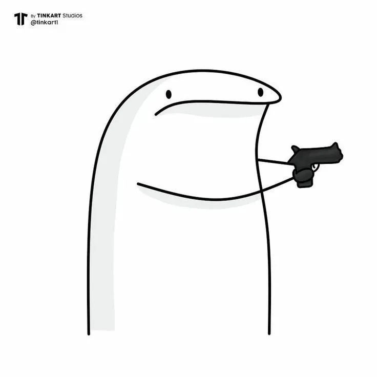 Ảnh chế người que chỉa súng trông buồn cười.