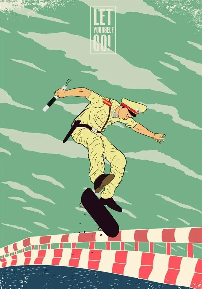 Meme chibi công an giao thông chơi Skooter