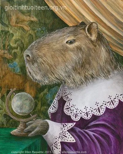 Ảnh capybara vô hồn, ánh nhìn bất cần.