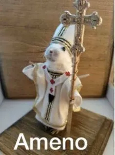 Hình chú chuột cầm thánh giá hài troll cực duyên