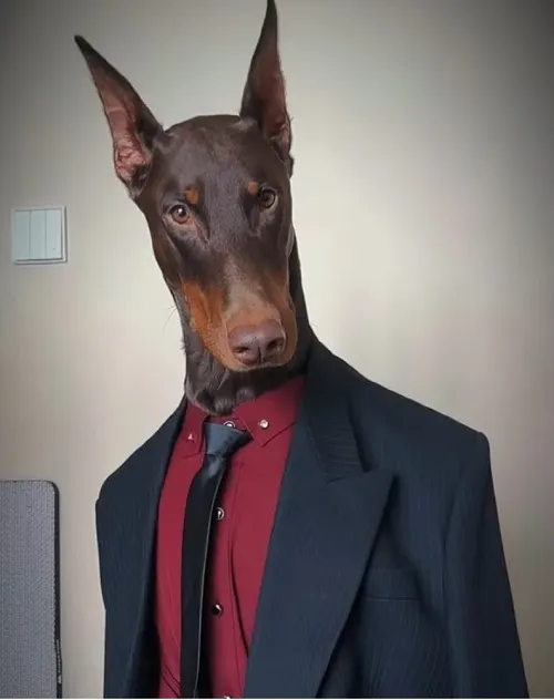 Chó Dobermann mặc vest dễ thương, phong thái quý ông