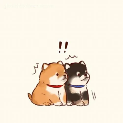 Avatar chó chibi dễ thương cười toe với má hồng.