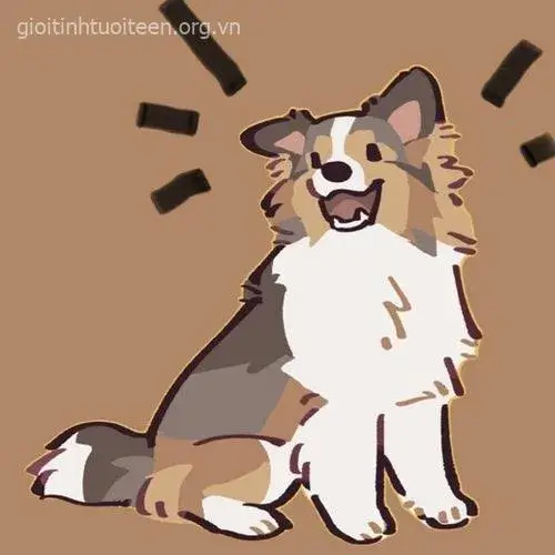 Avatar chó chibi đáng yêu mặc áo khoác nhỏ xinh.
