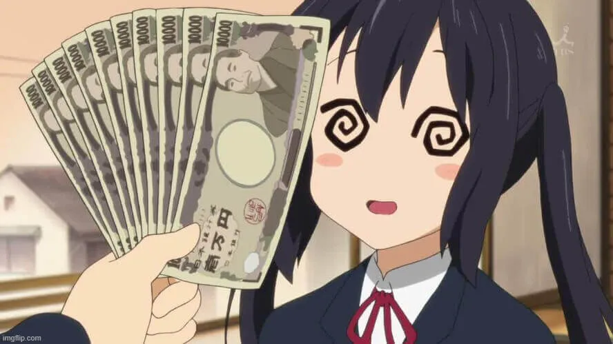 Cô gái hoa mắt trước sấp tiền