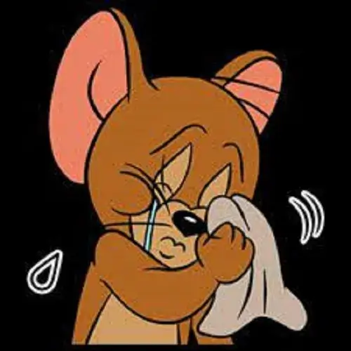 Meme Jerry rơi nước mắt, khuôn mặt buồn bã khó tả.