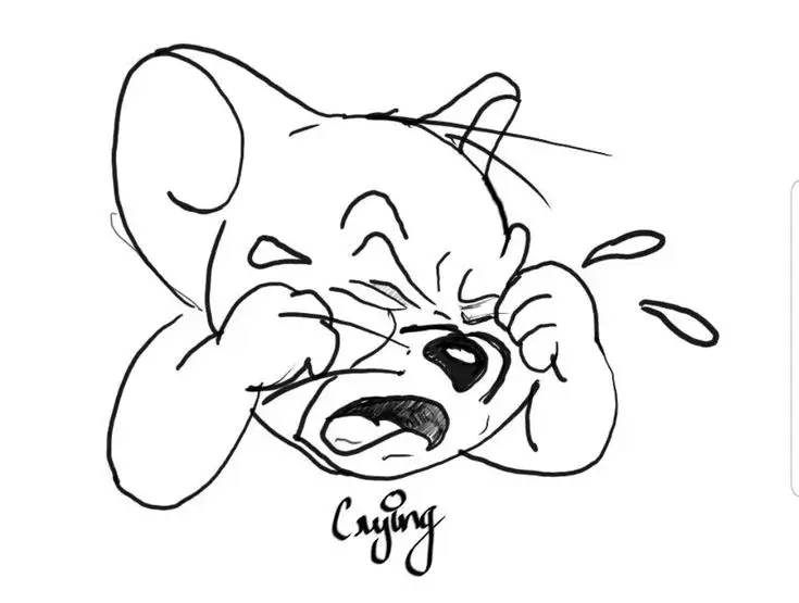 Meme chuột Jerry khóc đau khổ, đôi vai run rẩy tuyệt vọng.