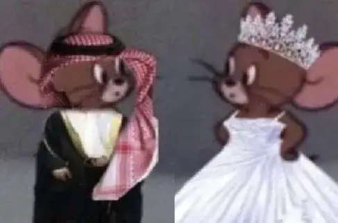 Meme Jerry diện váy cưới, tạo dáng điệu đà.