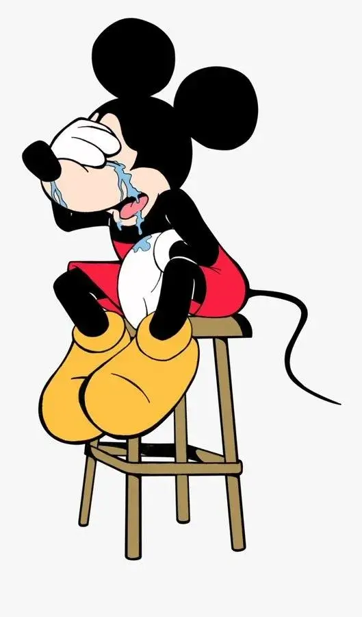 Meme chuột Mickey khóc to lên, biểu cảm dữ dội trào dâng.