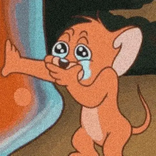 Hình chuột Jerry ôm mặt khóc, lặng lẽ trong bóng tối.