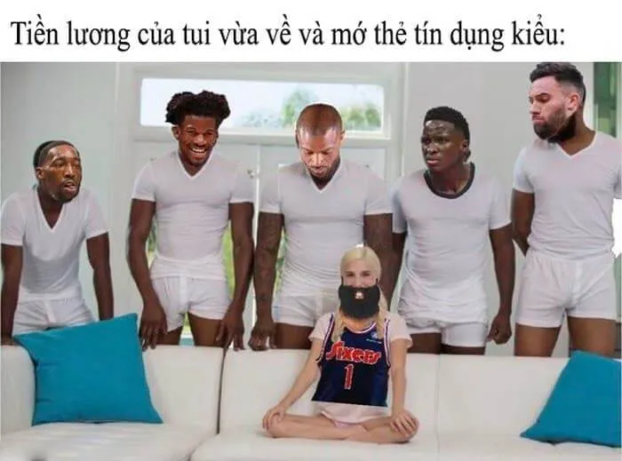 Ảnh chế hài cô gái nhỏ bé và 5 anh da đen