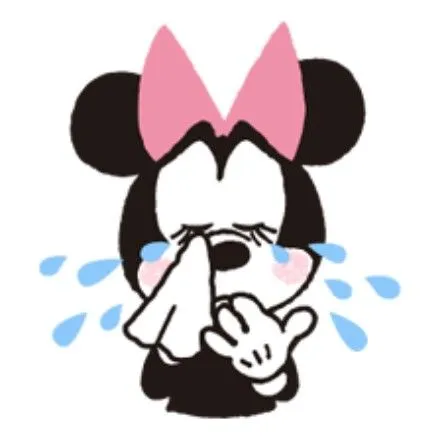 Hình ảnh chuột Mickey khóc không thành tiếng, vẻ mặt đau đớn.