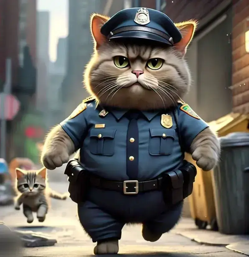Meme mèo công an hoạt bát siêu hài hước bá đạo