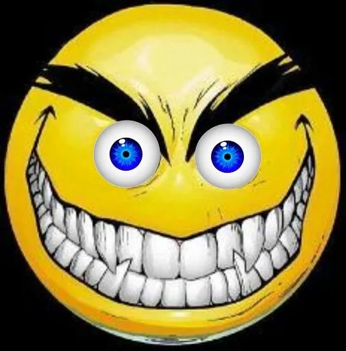 Emoji cười hiểm ác, trông thật đáng sợ.