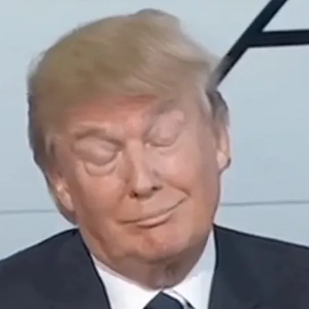 Meme Donal Trump cười nửa miệng