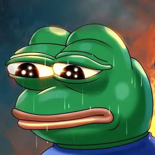 Sad Pepe với gương mặt rầu rĩ, mắt đỏ hoe.