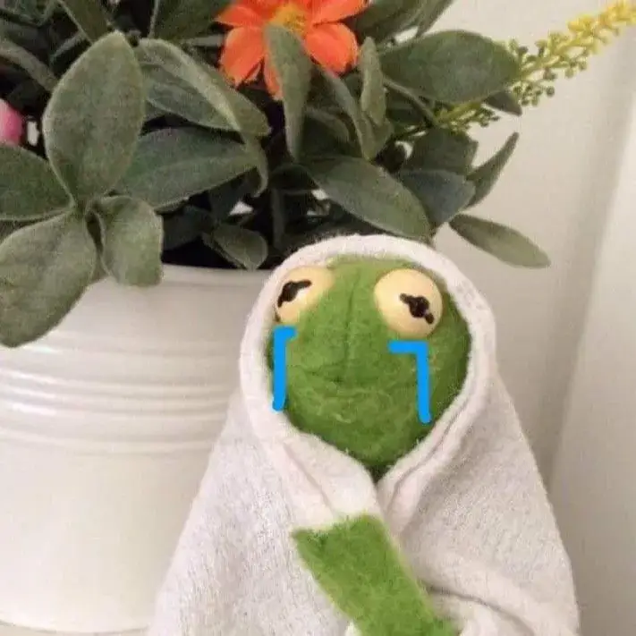 Biểu cảm ếch xanh rơi nước mắt trong sự cô đơn.