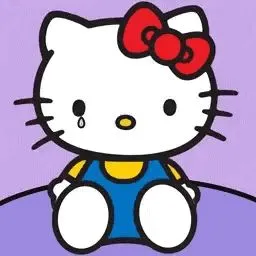 Hình Hello Kitty biểu cảm đáng thương nhưng vẫn cực dễ thương.