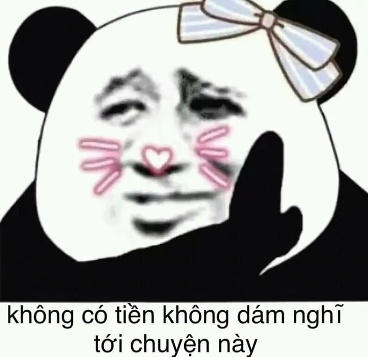 Meme chế gấu trúc ví sạch bách ánh mắt xa xăm