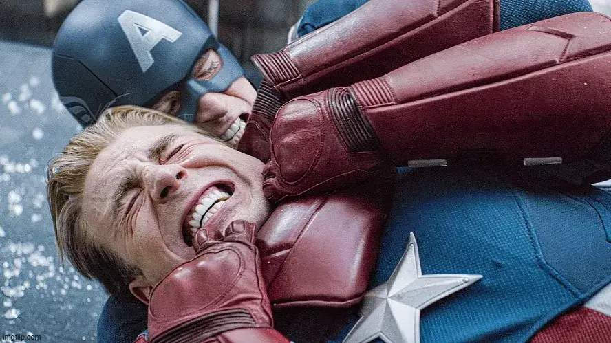 Meme đánh nhau hài hước giữa hai Captain America
