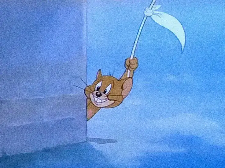 Chuột Jerry cười cute, má phúng phính đáng yêu.