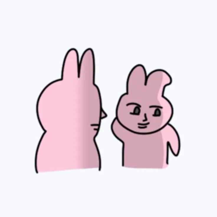 Meme thỏ hồng gãi đầu ngại ngùng